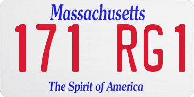MA license plate 171RG1