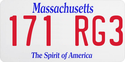 MA license plate 171RG3