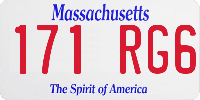 MA license plate 171RG6