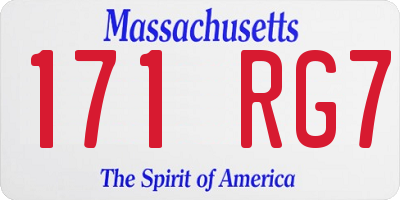 MA license plate 171RG7