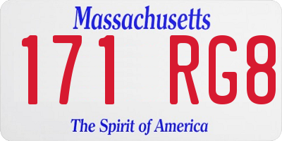 MA license plate 171RG8