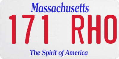 MA license plate 171RH0