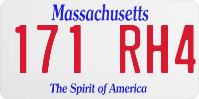 MA license plate 171RH4