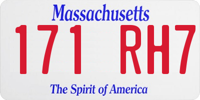 MA license plate 171RH7