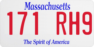 MA license plate 171RH9