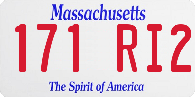 MA license plate 171RI2