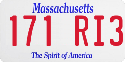 MA license plate 171RI3