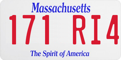 MA license plate 171RI4