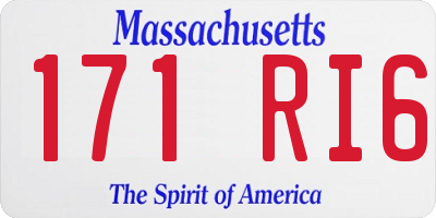MA license plate 171RI6