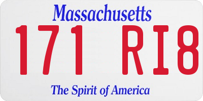 MA license plate 171RI8