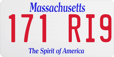 MA license plate 171RI9
