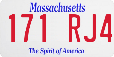 MA license plate 171RJ4
