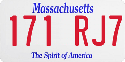 MA license plate 171RJ7