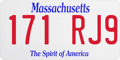 MA license plate 171RJ9