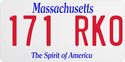 MA license plate 171RK0