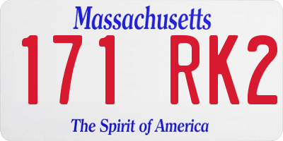MA license plate 171RK2