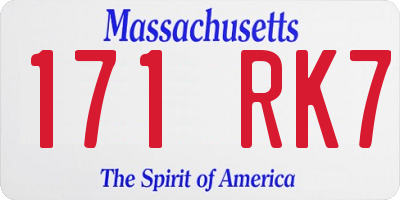 MA license plate 171RK7