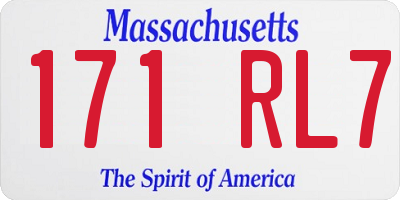 MA license plate 171RL7