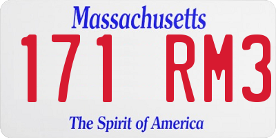 MA license plate 171RM3