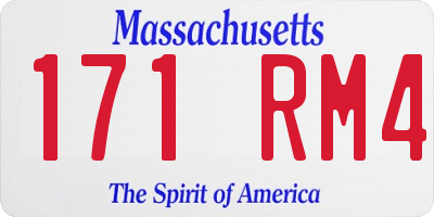 MA license plate 171RM4