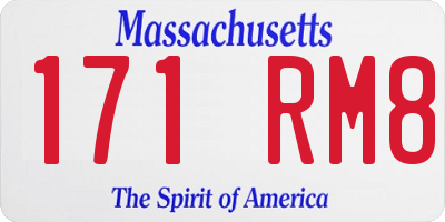 MA license plate 171RM8