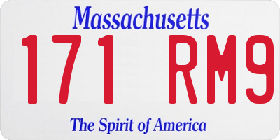 MA license plate 171RM9