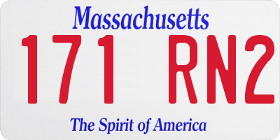 MA license plate 171RN2