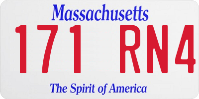 MA license plate 171RN4