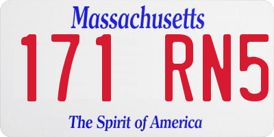 MA license plate 171RN5