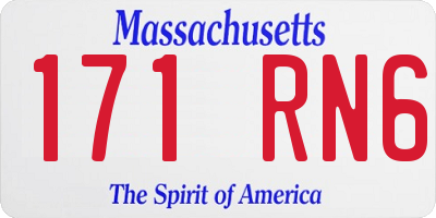 MA license plate 171RN6