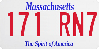 MA license plate 171RN7