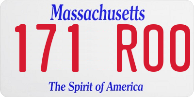 MA license plate 171RO0