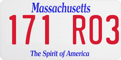 MA license plate 171RO3