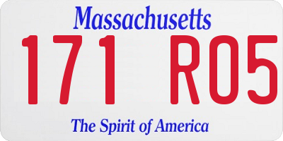 MA license plate 171RO5