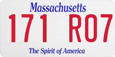 MA license plate 171RO7