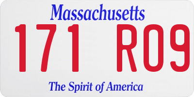 MA license plate 171RO9