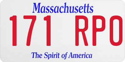 MA license plate 171RP0