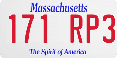 MA license plate 171RP3