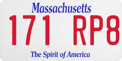 MA license plate 171RP8