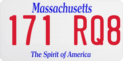 MA license plate 171RQ8