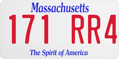 MA license plate 171RR4