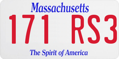 MA license plate 171RS3
