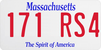 MA license plate 171RS4