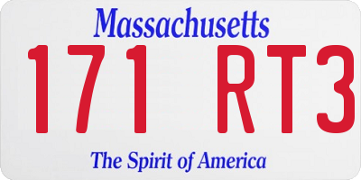 MA license plate 171RT3
