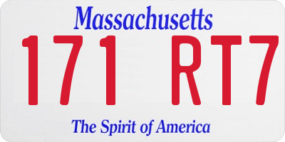 MA license plate 171RT7
