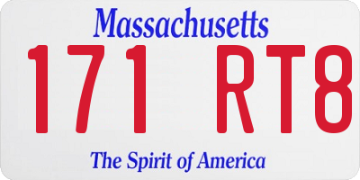 MA license plate 171RT8