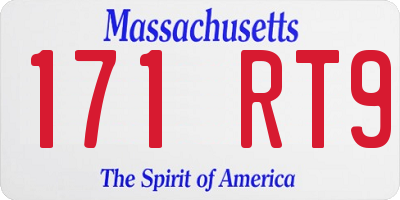 MA license plate 171RT9