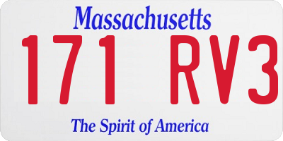 MA license plate 171RV3