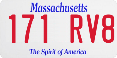 MA license plate 171RV8