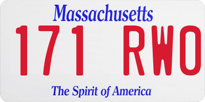 MA license plate 171RW0